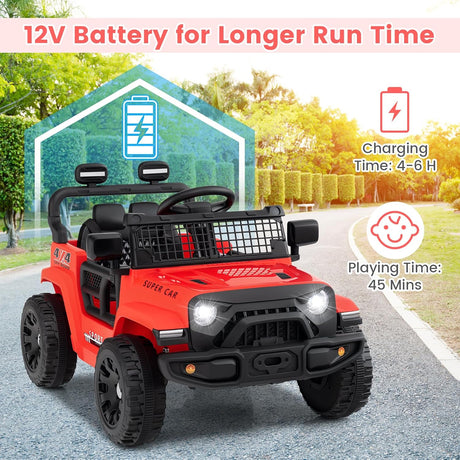 12V Electric Ride On Jeep Toy Car for Kids with Remote Control, USB, Bluetooth, and LED Lights MagicCars