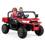 Remote Control Dump Truck with LED Headlights and Rear View Mirrors - 12V Ride-On Toy