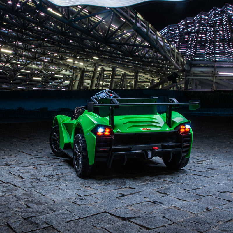 Remote Control Electric Ride-On Car with MP3 Player and LED Lights - Green