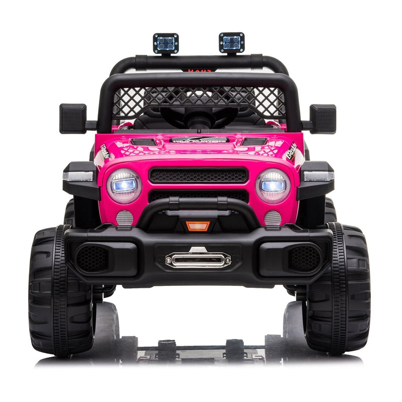 Remote Control Off-Road Truck Toy with LED Lights and Dual Drive - 12V Battery Powered
