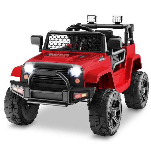 Remote Control Red Ride On Truck for Kids with Headlights - Long-Lasting 12V Design
