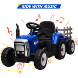 Remote Control Ride-On Tractor with Detachable Trailer for Kids - 12V Truck Toy