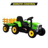 Remote Control Ride-On Tractor with Detachable Trailer for Kids - 12V Truck Toy
