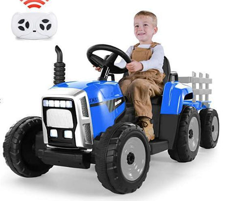 Remote Control Ride-On Tractor with Detachable Trailer for Kids - 12V Truck Toy