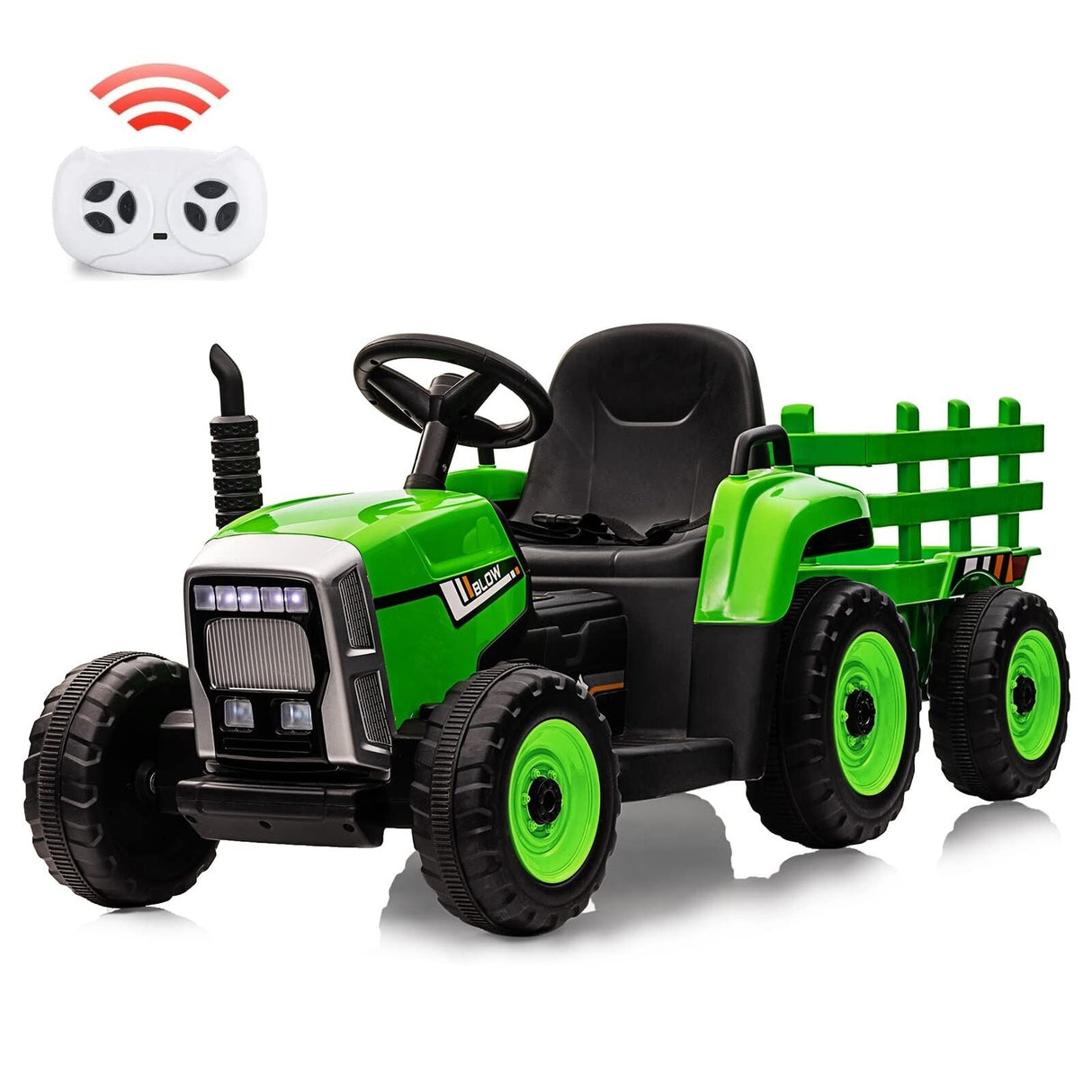 Remote Control Ride-On Tractor with Detachable Trailer for Kids - 12V Truck Toy
