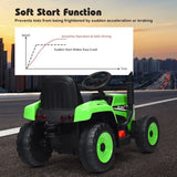 Remote Control Ride-On Tractor with Trailer and Lights for Kids - 12V Ground Loader
