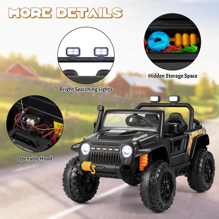 Remote Control Ride-On Truck for Kids with LED Lights - 12V Children's Driving Toy