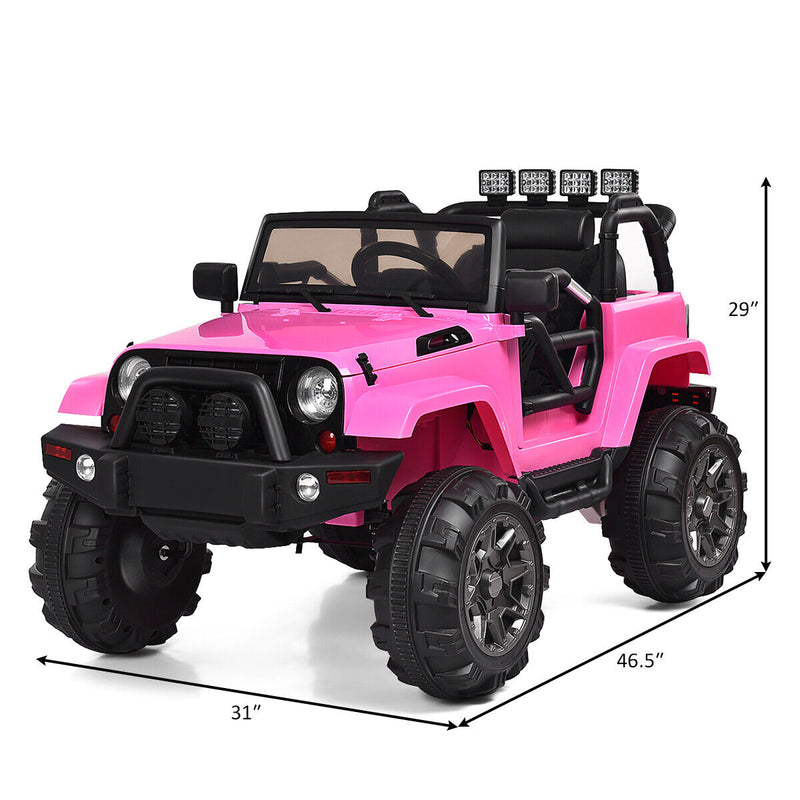 Remote Control Ride-On Truck for Kids with MP3 Player and LED Lights - Pink
