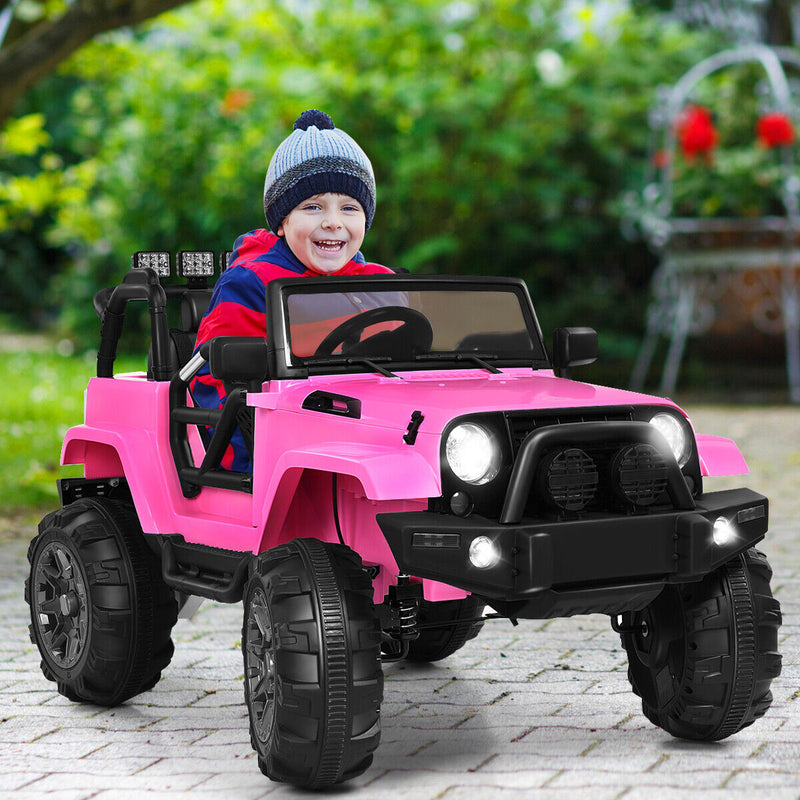 Remote Control Ride-On Truck for Kids with MP3 Player and LED Lights - Pink