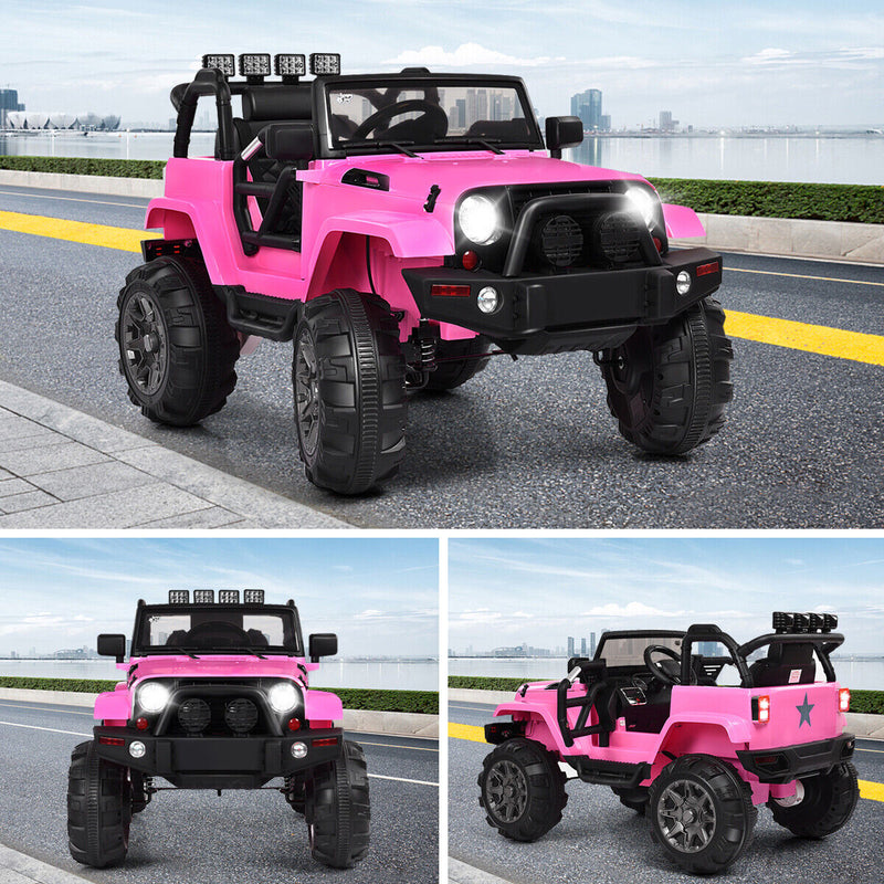 Remote Control Ride-On Truck for Kids with MP3 Player and LED Lights - Pink