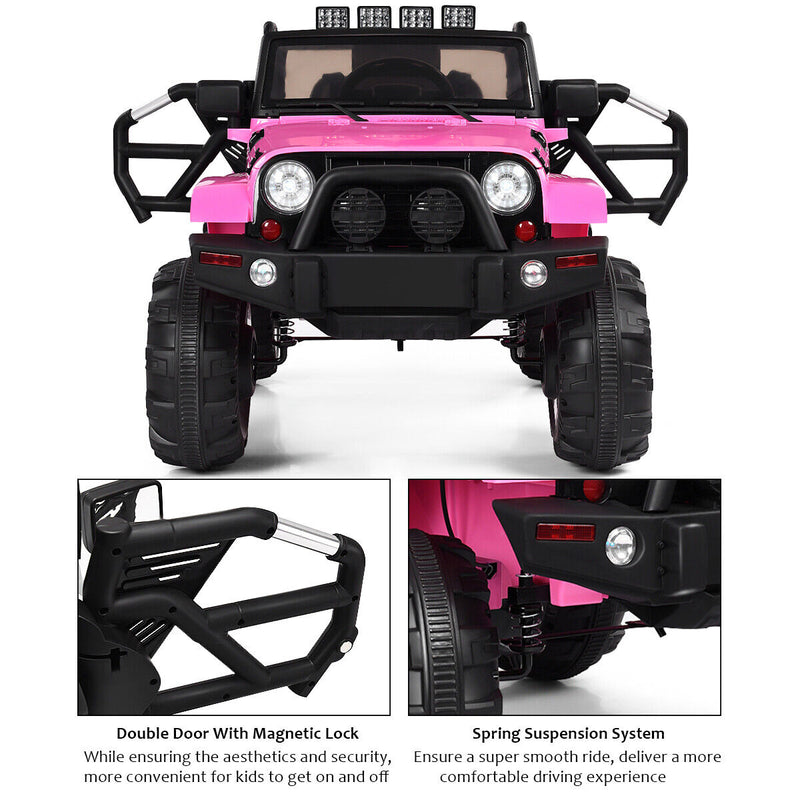 Remote Control Ride-On Truck for Kids with MP3 Player and LED Lights - Pink