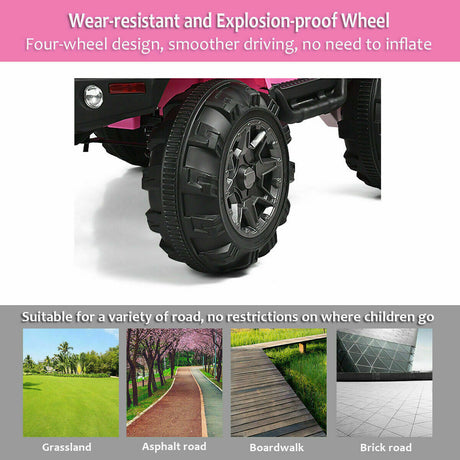 Remote Control Ride-On Truck for Kids with MP3 Player and LED Lights - Pink