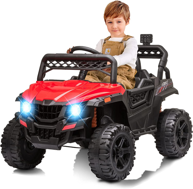 Remote Control Ride-On Truck for Kids with Spring Suspension and LED Lights - 12V