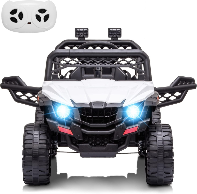 Remote Control Ride-On Truck for Kids with Spring Suspension and LED Lights - 12V
