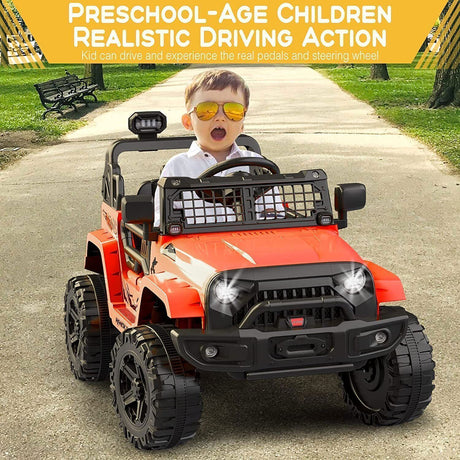 Remote Control Ride-On Truck with LED Lights and Bluetooth - Perfect Xmas Gift for Kids