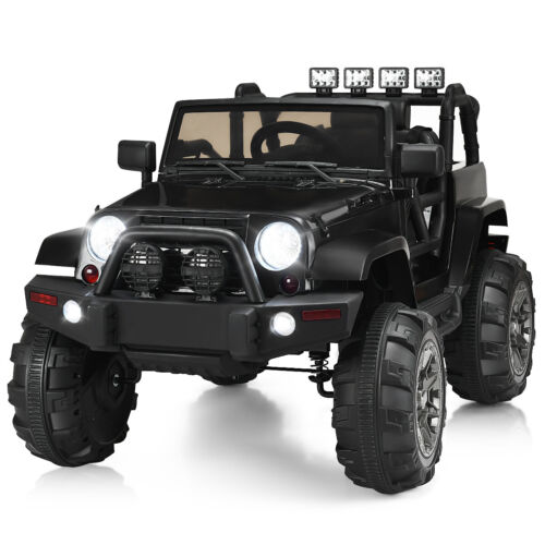 Remote Control Ride-On Truck with LED Lights - Black - Perfect for Christmas!