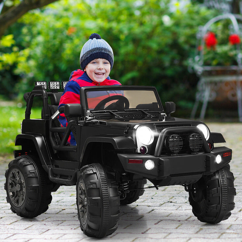 Remote Control Ride-On Truck with LED Lights - Black - Perfect for Christmas!