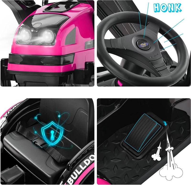 Remote Controlled 12V Bulldozer Ride-On Toy for Kids - Perfect for Construction Playtime!