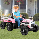 Remote-Controlled 12V Kids Tractor Car with Trailer - Electric Ride-On Toy