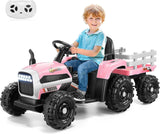 Remote-Controlled 12V Kids Tractor Car with Trailer - Electric Ride-On Toy
