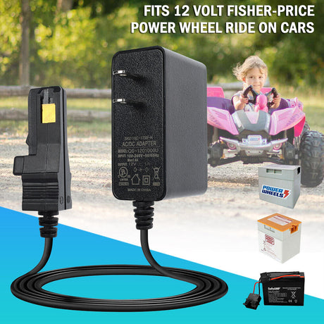 Replacement 12V Charger for Power Wheels 00801-1869 Grey Battery by Fisher Price