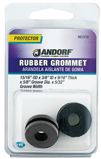 Jandorf  Grommet, Rubber, Black, 9/16 in Thick Panel 2pk #61519 Jandorf