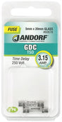Jandorf 60678 Time Delay Fuse, 0.01 Ohm, 3.15 A, 250 V, 35 A Jandorf