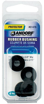 Jandorf Conduit Bushing, 1/4 in ID, 1/4 in Dia Cable, Rubber, Black, 3/16 in Thick Panel 4pk #61476 Jandorf