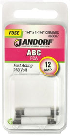 Jandorf Fast Acting 250 Volt 12 Amp Fuse #60607 Jandorf