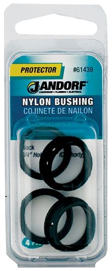 Jandorf Conduit Bushing, 0.63 in ID, 0.83 in OD, Nylon, Black, 5/8 in Dia Panel Hole, 0.406 in Thick Panel 3pk #61439 Jandorf