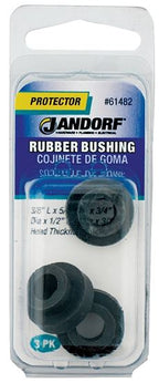 Jandorf Conduit Bushing, 3/8 in Dia Cable, Rubber, Black, 3/16 in Thick Panel 3pk #61482 Jandorf