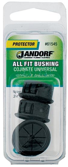 Jandorf  Conduit Bushing, 1/2 in Dia Cable, Nylon, Black, 3/4 in Dia Panel Hole 4pk #61545 Jandorf