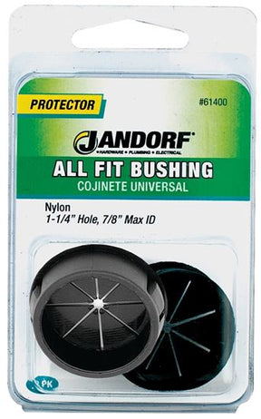 Jandorf  Conduit Bushing, 7/8 in Dia Cable, Nylon, Black, 1-1/4 in Dia Panel Hole, 0.453 in Thick Panel 2 pk #61400 Jandorf