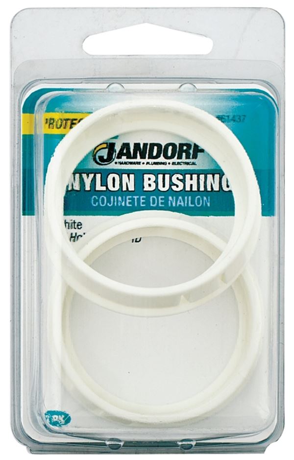 Jandorf Conduit Bushing, Nylon, White, 1-5/8 in Dia Panel Hole, 0.453 in Thick Panel 2pk #61437 Jandorf