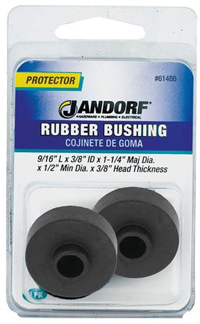 Jandorf Conduit Bushing, 3/8 in Dia Cable, Rubber, Black, 3/8 in Thick Panel 2pk #61486 Jandorf
