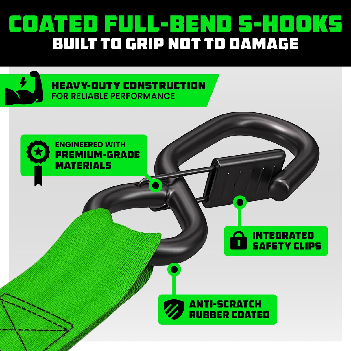 1" x 10' Retractable Ratchet Straps