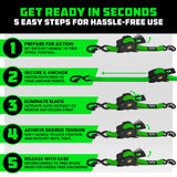 1" x 10' Retractable Ratchet Straps