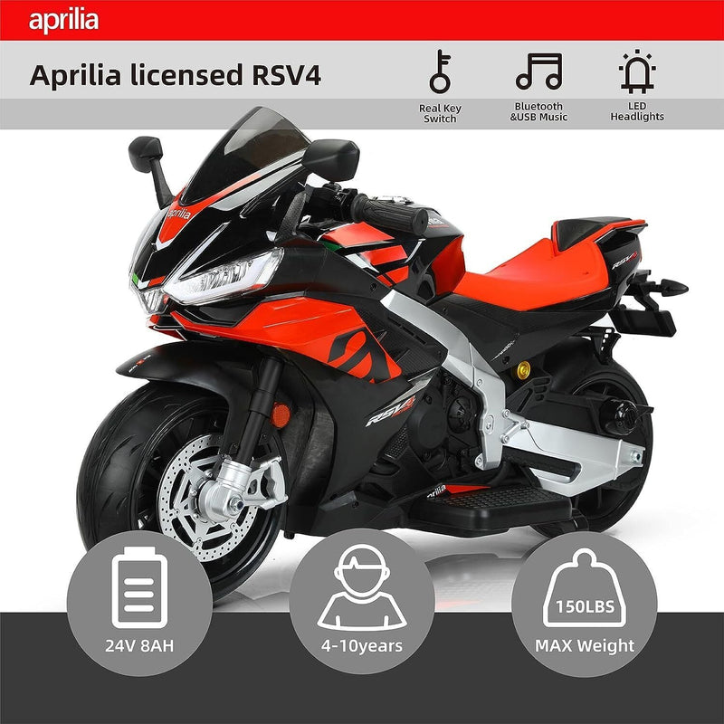 Rev Up the Fun with Our 24V Ride-On Motorcycle for Kids - Reaches Speeds of 10 MPH with Side Wheels!