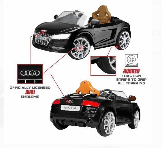 Rev up the Fun with the Audi R8 Spyder 6V Children's Ride-On Toy in Sleek Black