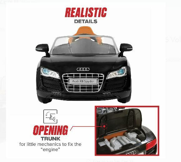 Rev up the Fun with the Audi R8 Spyder 6V Children's Ride-On Toy in Sleek Black