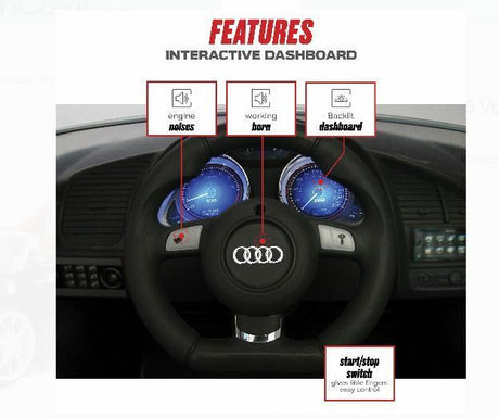 Rev up the Fun with the Audi R8 Spyder 6V Children's Ride-On Toy in Sleek Black