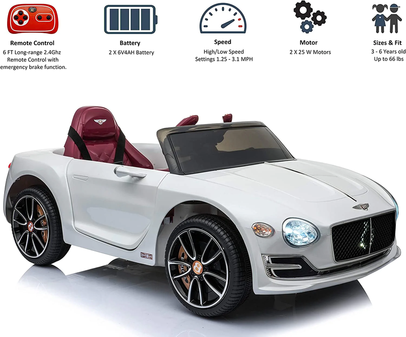 Rev Up the Fun with the Bentley EXP12 Kids Electric Ride-On Car - 12V Battery Powered, 4 Wheels