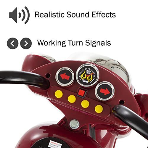 Rev up the Fun with this Red 3-Wheel Chopper Ride-On Toy for Kids - Featuring Reverse and Headlights!