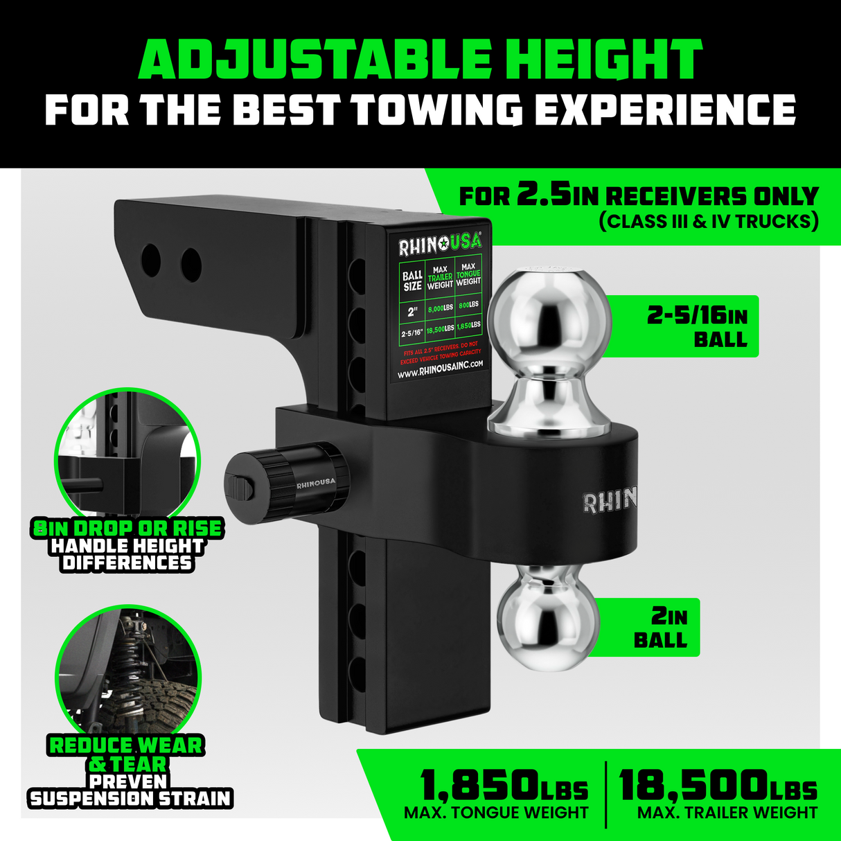 Adjustable Drop Hitch (2.5" Receivers)
