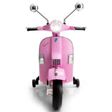 Ride in Style: Pink 6V Kids Vespa Scooter with Training Wheel and Headlight