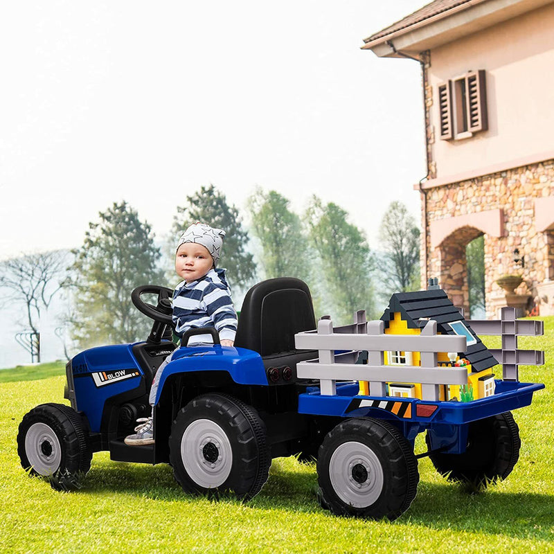 Ride in Style with the LUCKYERMORE 12V Electric Tractor Trailer for Kids