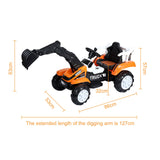 Battery-Powered Ride-On Excavator with Motorized Arm and Forward/Backward Movement
