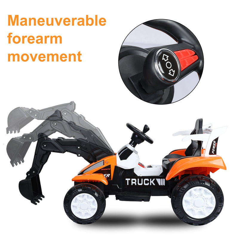 Battery-Powered Ride-On Excavator with Motorized Arm and Forward/Backward Movement