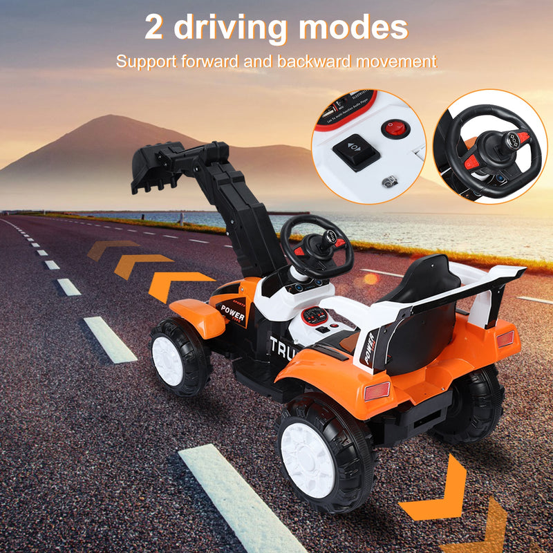 Electric Ride-On Excavator Digger with Motorized Arm and Music Sounds Construction Vehicle