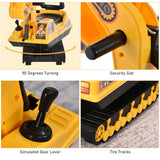 Ride-On Movable Excavator and Tractor Toy Scooter Walker for Pretend Play